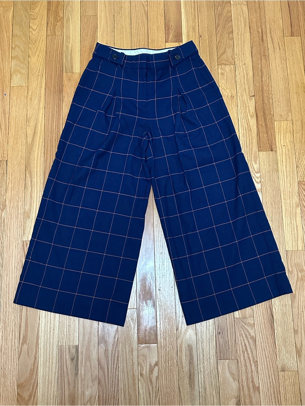 J.Crew Navy Windowpane Cropped Wide-Leg Pants – Size 2